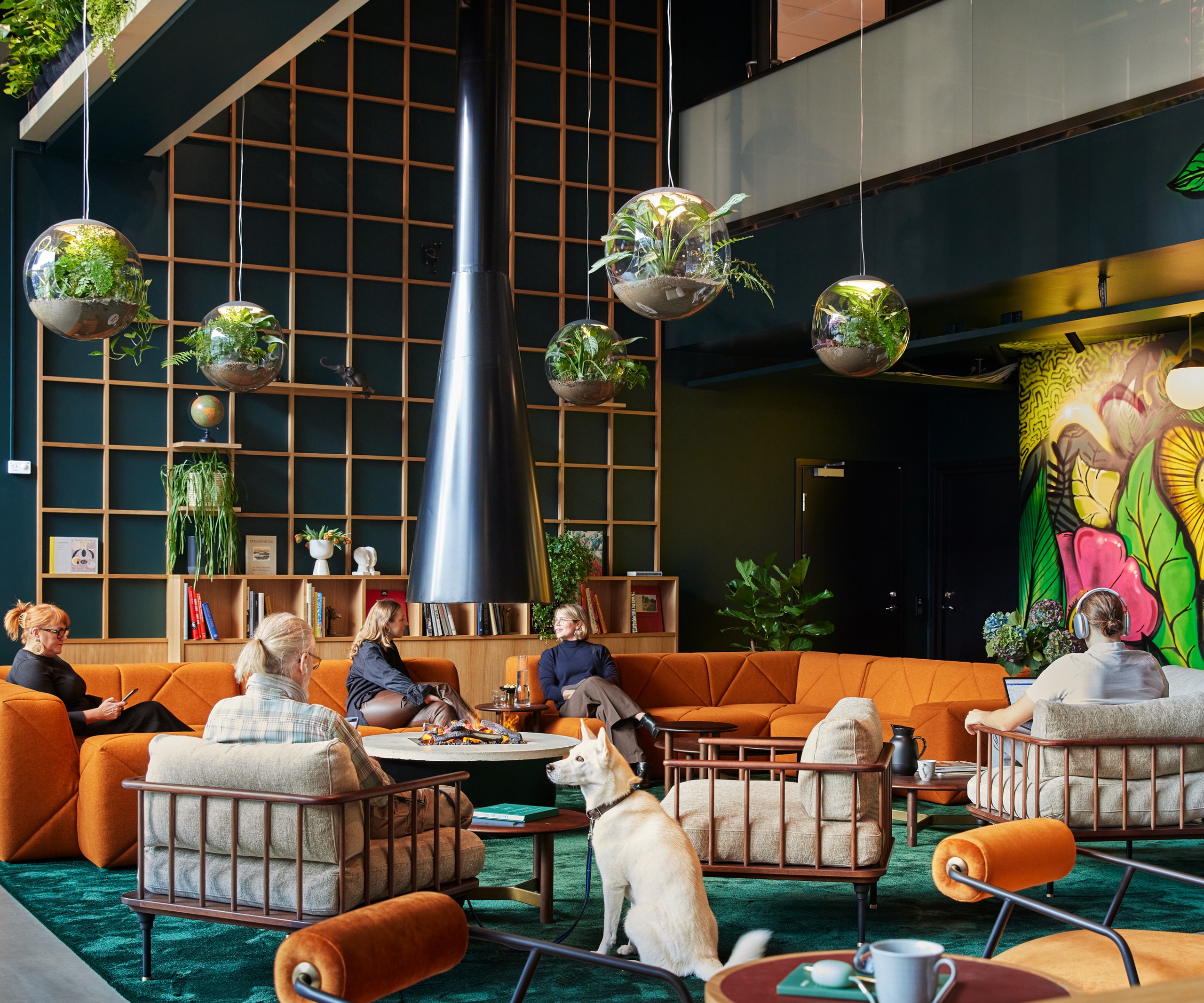 View over a lobby area.